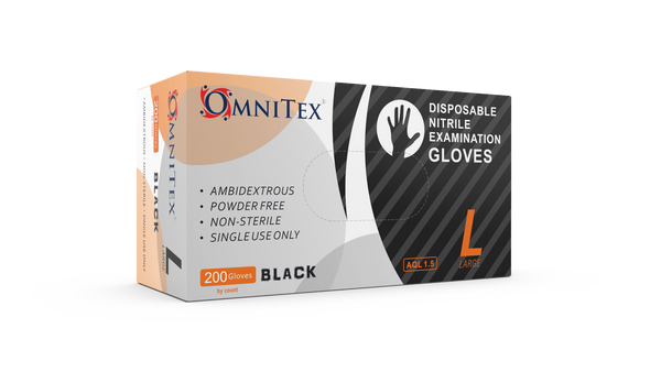 7 Omnitex Black Nitrile Glove Box Large