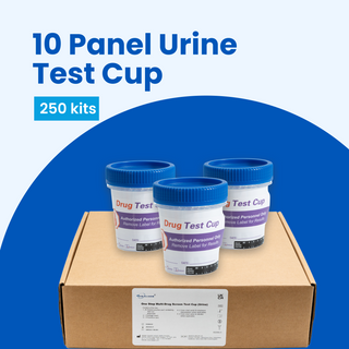 10 Panel Standard Size Urine Test Cup with Adulterant Test Strip (3 SVT) Cases of 250 Tests