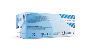 Omnitex Blue Nitrile Gloves Box of 200 Gloves