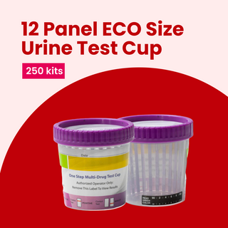 12 Panel ECO Size Urine Test Cup with Adulterant Test Strip (3 SVT) Cases of 250 Tests