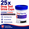 13 Panel Standard Size Urine Test Cup with Adulterant Test Strip (3 SVT) Cases of 25 Tests