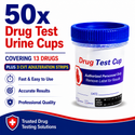 13 Panel Standard Size Urine Test Cup with Adulterant Test Strip (3 SVT) Cases of 50 Tests