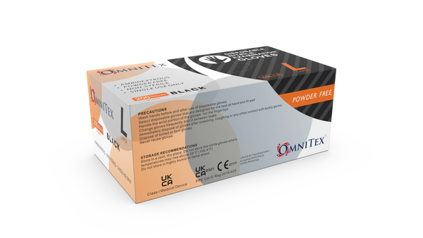 Omnitex Black Nitrile Gloves Box of 200 Gloves