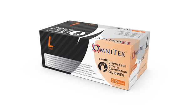 Omnitex Black Nitrile Gloves Box of 200 Gloves