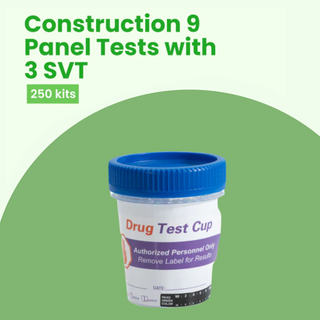 Construction 9 Panel Urine Drug Tests with 3 SVT (250 Test)