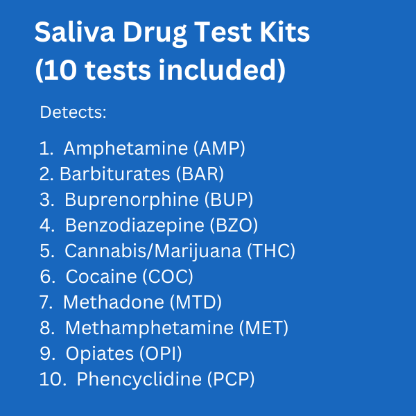 10 Panel Oral Fluid Drug Test Kit (25 Tests)