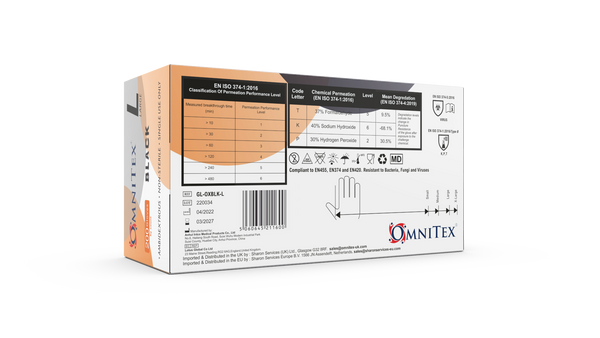Omnitex Black Nitrile Gloves Box of 200 Gloves
