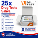 ALLTEST 7 Panel Drug + Alcohol Direct Saliva Drug Test Kits (Box of 25 Tests)