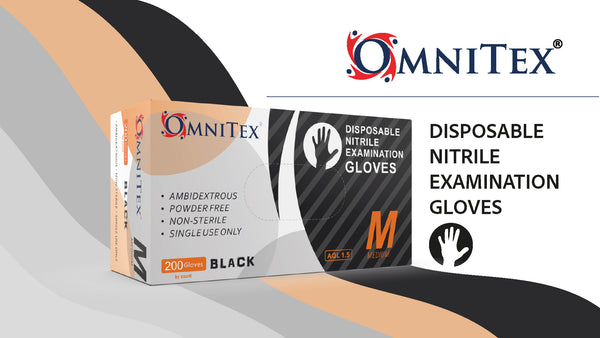 Omnitex Black Nitrile Gloves Box of 200 Gloves