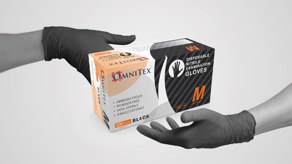 Omnitex Black Nitrile Gloves Box of 200 Gloves