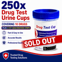 10 Panel Standard Size Urine Test Cup with Adulterant Test Strip (3 SVT) Cases of 250 Tests