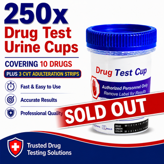 10 Panel Standard Size Urine Test Cup with Adulterant Test Strip (3 SVT) Cases of 250 Tests