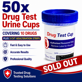 10 Panel Standard Size Urine Test Cup with Adulterant Test Strip (3 SVT) Cases of 50 Tests