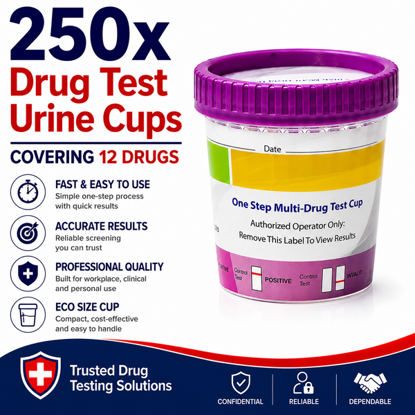 12 Panel ECO Size Urine Test Cup with Adulterant Test Strip (3 SVT) Cases of 250 Tests