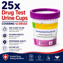 12 Panel ECO Size Urine Test Cup with Adulterant Test Strip (3 SVT) Cases of 25 Tests