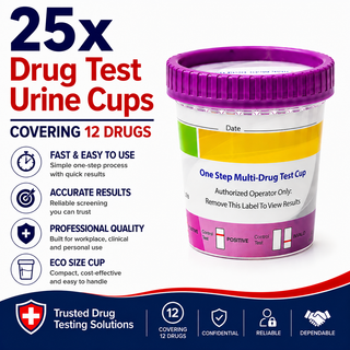 12 Panel ECO Size Urine Test Cup with Adulterant Test Strip (3 SVT) Cases of 25 Tests