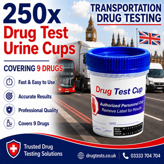 Transportation 9 Panel Urine Drug Tests with 3 SVT (250 Tests)