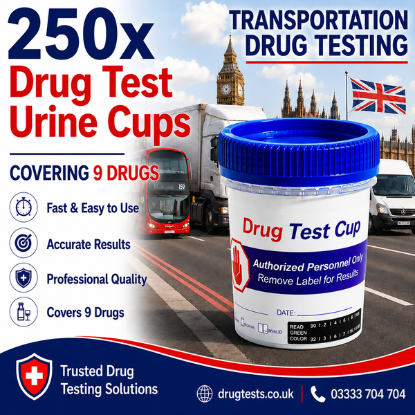Transportation 9 Panel Urine Drug Tests with 3 SVT (250 Tests)