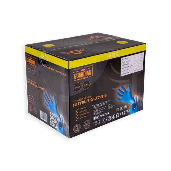 Guardian Supplies Blue Nitrile Medical Gloves 3.5g – Disposable, Latex-Free Box of 100