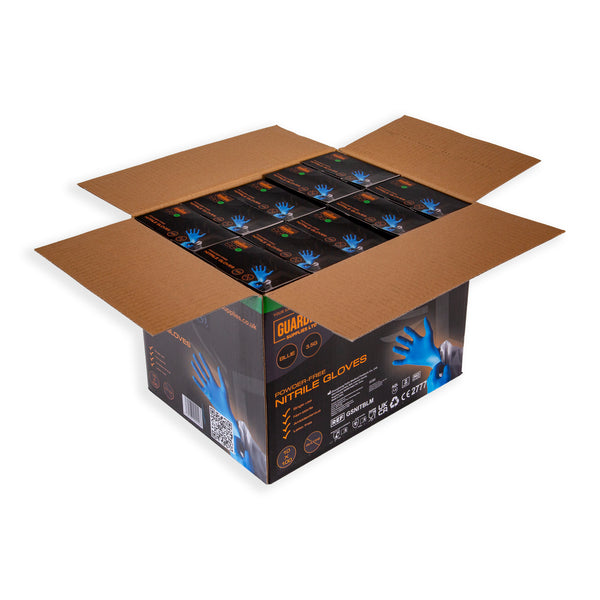 Guardian Supplies Blue Nitrile Medical Gloves 3.5g – Disposable, Latex-Free Box of 100