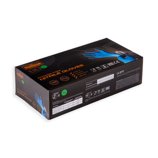 Guardian Supplies Blue Nitrile Medical Gloves 3.5g – Disposable, Latex-Free Box of 100