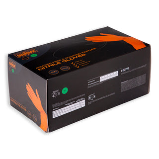 Guardian Supplies Orange Diamond Grip Nitrile Gloves 8.6g – Heavy-Duty, Latex-Free Box of 100