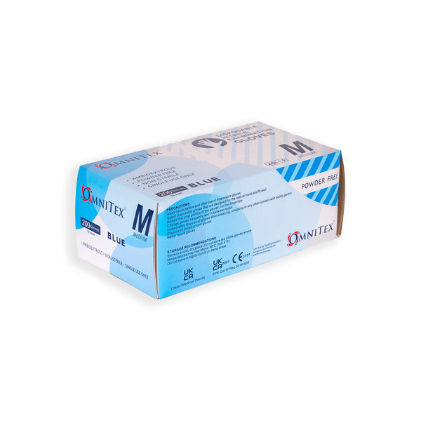 Omnitex Blue Nitrile Gloves Box of 200 Gloves