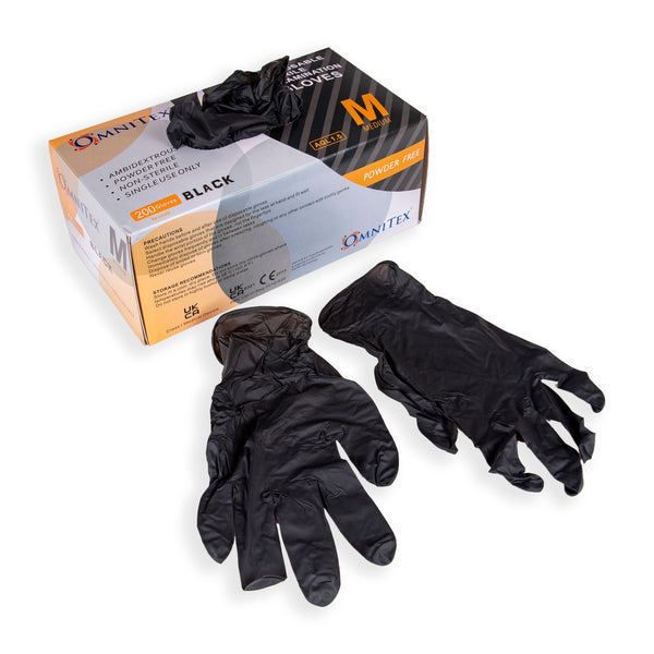 Omnitex Black Nitrile Gloves Box of 200 Gloves