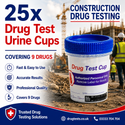 Construction 9 Panel Urine Drug Tests with 3 SVT (25 Tests)