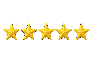 create 5 gold review stars with transparent background 100px wide