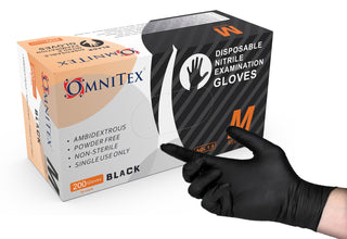 Omnitex Black Nitrile Gloves Box of 200 Gloves
